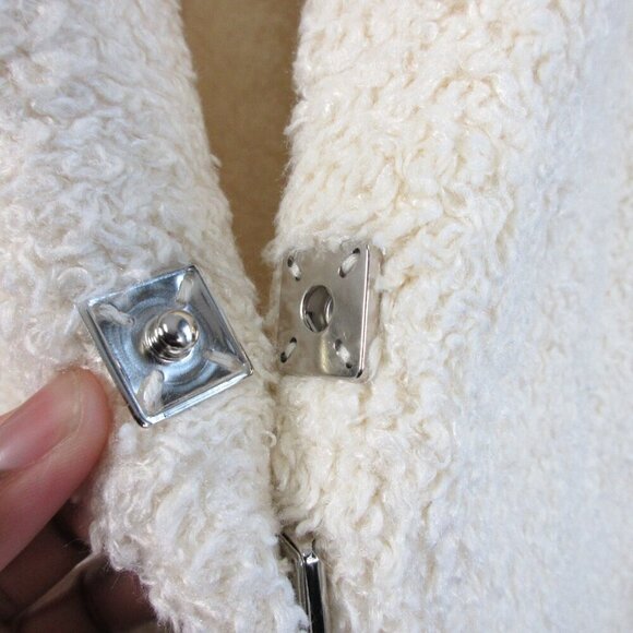 Dudley Stephens Women's Fleece Coat Jacket M Ivory Pockets Fuzzy Cozy Luxury 844 - Picture 7 of 12